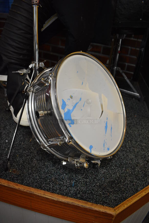 Metal Animatronic Band Member w/ Mustache, 2 Black Shoes and Fake Drum Set. 28x30x68, 21x33x35. BUYER MUST REMOVE - Image 5 of 11