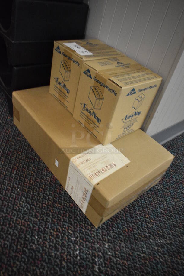 3 BRAND NEW IN BOX! Items; 2 Georgia Pacific Easy Nap Napkin Dispensers and Brighton Jumbo Double Roll Toilet Paper Dispenser. 7.5x6.5x8, 21x6x12. 3 Times Your Bid! - Image 2 of 5
