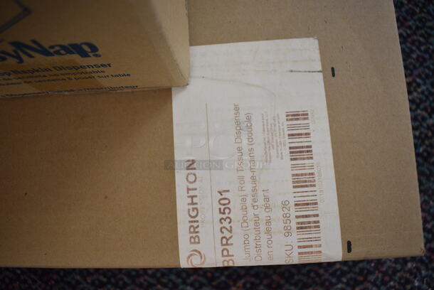 3 BRAND NEW IN BOX! Items; 2 Georgia Pacific Easy Nap Napkin Dispensers and Brighton Jumbo Double Roll Toilet Paper Dispenser. 7.5x6.5x8, 21x6x12. 3 Times Your Bid! - Image 4 of 5