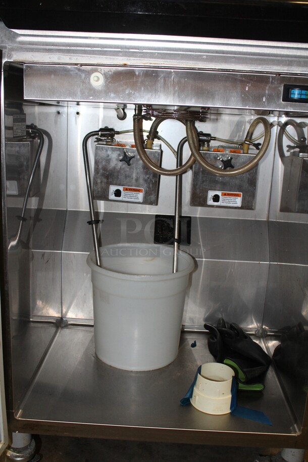 WOW WOW WOW! Electro Freeze Model 30T-RMT-232 Commercial Stainless Steel Air Cooled  Two Flavor Plus Twist Soft Serve Ice Cream/Custard/Frozen Yogurt Machine On Commercial Casters. 26x38.5x68. 208-230V. 3 Phase. Working When Pulled!  - Image 2 of 8
