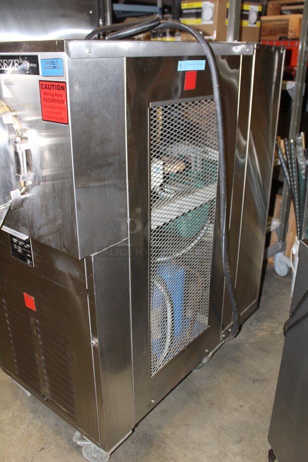 FABULOUS! Electro Freeze/Emery Thompson  Model 20LA-SP Commercial Stainless Steel Ice Cream/Custard/Frozen Yogurt Batch Freezer On Commercial Casters. 23.5x42x53. 220V. 3 Phase. Working When Pulled!  - Image 4 of 7