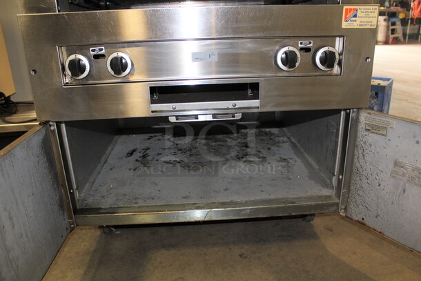 FANTASTIC! Garland Model M110X Commercial Stainless Steel Natural Gas Double Upright Broiler/Salamander/Cheese Melter On Commercial Casters. 34x36x68. - Image 2 of 7