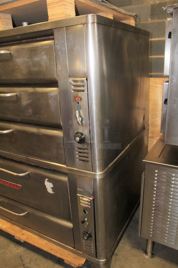 AWESOME! Blodgett Model 981 And 951 Commercial Stainless Steel Natural Gas Double Stack Pizza Oven With Stones. 60x38.5x69.  - Image 2 of 8
