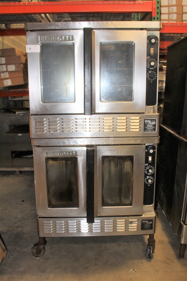 (x2) 2 BEAUTIFUL! Blodgett DFG Series Commercial Stainless Steel Natural Gas Full Size Convection Ovens On Commercial Casters. 38x42x73. 2 Times Your Bid