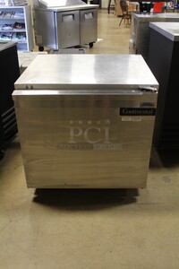 NICE! Continental Model UC32 Commercial Stainless Steel Single Door Undercounter Refrigerator/Cooler On Commercial Casters. 32x31x32. 115V/60Hz. Working When Pulled!