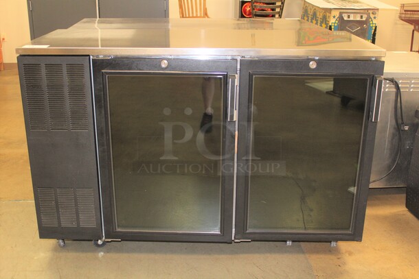 WOW! Krowne Model BS60L-GNB-LL Commercial Two Section Glass Door Bar Back Refrigerator/Cooler. 60x24x36. 115V/60Hz. Working When Pulled!