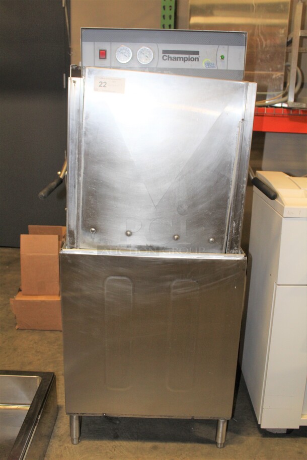 TERRIFIC! Champion DH2000 High Temp Door Type Dishwasher With  Built-In Booster. 26x26x63.5. 208-240V/60Hz. 3 Phase.