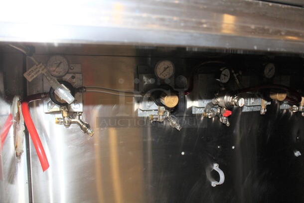FANTASTIC! Glastender Model BB84-R6-GSH Commercial Three Section Glass Door Back Bar Refrigerator/Cooler On Commercial Casters. 84x25x40. 115V/60Hz. Working When Pulled! - Image 7 of 11