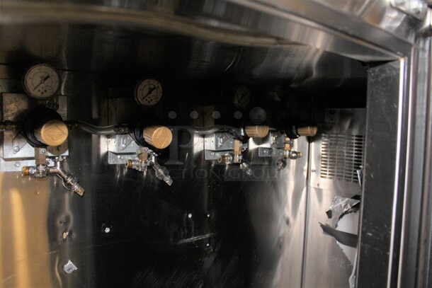 FANTASTIC! Glastender Model BB84-R6-GSH Commercial Three Section Glass Door Back Bar Refrigerator/Cooler On Commercial Casters. 84x25x40. 115V/60Hz. Working When Pulled! - Image 9 of 11