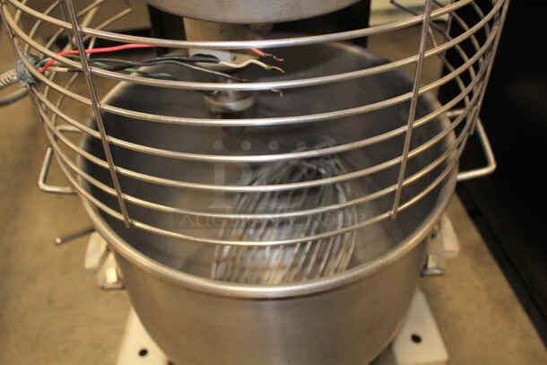 WOW! Titan Model GP1060 Commercial 60Qt. Planetary Mixer With Commercial Stainless Steel 60qt Bowl, Safety Cage And Whisk Attachment. 25x42.5x56. Hardwired. Working When Pulled!  - Image 2 of 9