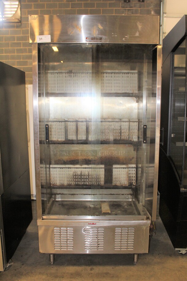 SUPER FIND! Esquire Mechanical Model FL-7G Commercial Natural Gas Rotisserie Oven. 38.5x26x80