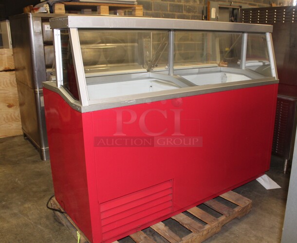 WOW! Hussmann Model DCSG-12-D Commercial 12 Flavor Ice Cream Dipping Display Merchandiser. 67x26x51.5. 115V/60Hz. Working When Pulled!