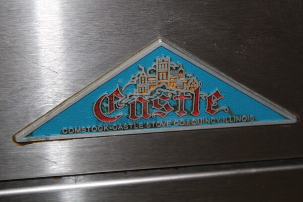 GREAT! Castle Commercial Stainless Steel Natural Gas Double Oven With Griddle, 2 Burners And Holding Station On Commercial Casters. 48x30x45  - Image 7 of 10