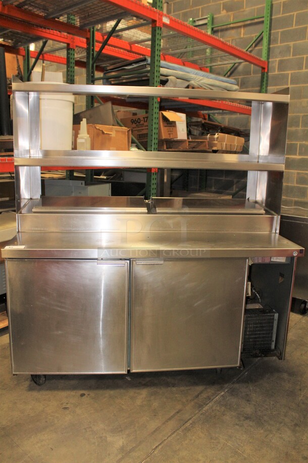 TERRIFIC! Delfield Model 18666PT Commercial Stainless Steel Refrigerated Prep Table With Two Stainless Steel Shelves. 66x32.5x73.25. 115V/60Hz. 1 Phase. Tested And Does Not Power On. 