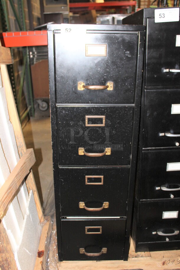 Black 4 Drawer Filing Cabinet. 15x25.5x50 - Image 1 of 1