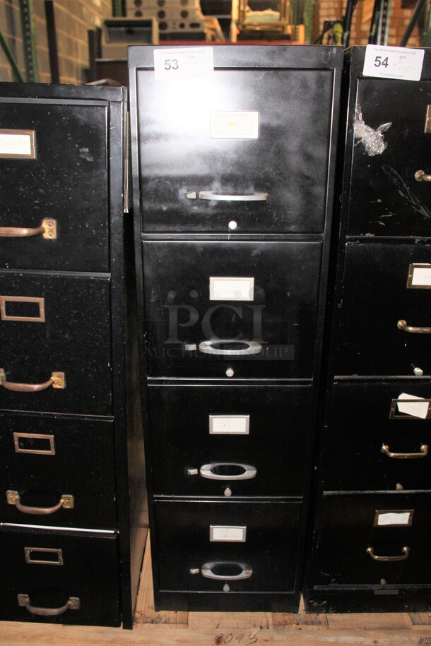 Black 4 Drawer Filing Cabinet. 15x27x52 - Image 1 of 1