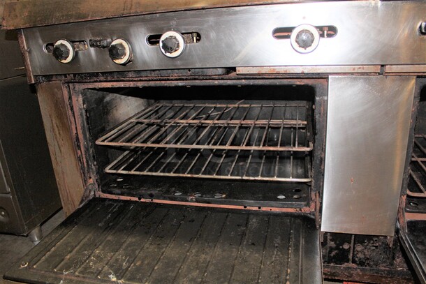 WOW! Garland Commercial Stainless Steel Natural Gas Double Oven With Two Burners And Griddle. 75x31x59 - Image 3 of 8