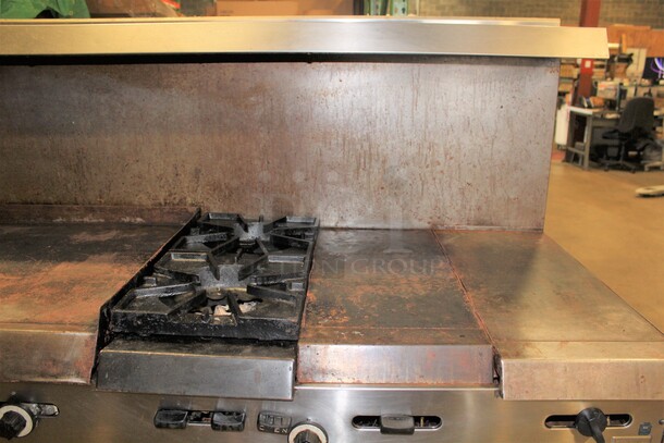 WOW! Garland Commercial Stainless Steel Natural Gas Double Oven With Two Burners And Griddle. 75x31x59 - Image 5 of 8
