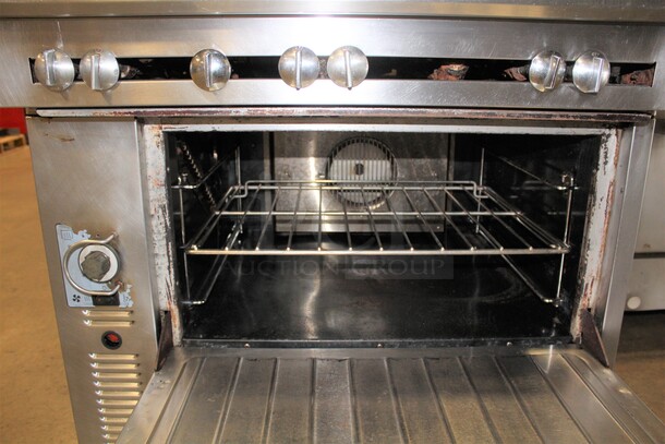 AMAZING! US Range Commercial Stainless Steel Natural Gas 6 Burner Range With Convection Oven On Commercial Casters. 36x38x42 - Image 2 of 6