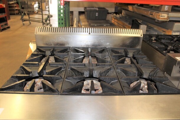 AMAZING! US Range Commercial Stainless Steel Natural Gas 6 Burner Range With Convection Oven On Commercial Casters. 36x38x42 - Image 3 of 6