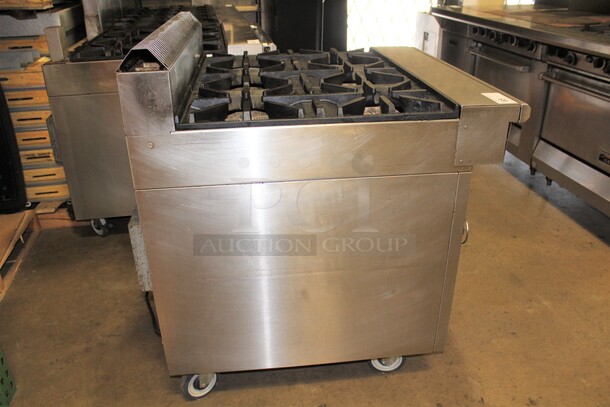 AMAZING! US Range Commercial Stainless Steel Natural Gas 6 Burner Range With Convection Oven On Commercial Casters. 36x38x42 - Image 6 of 6