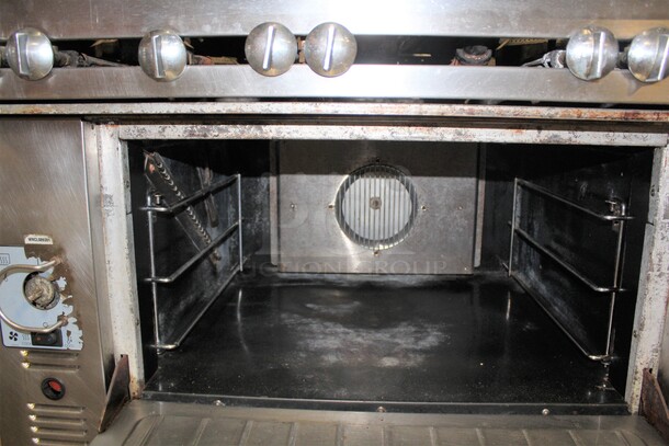 FANTASTIC! US Range Commercial Stainless Steel Natural Gas 6 Burner Range With Convection Oven On Commercial Casters. 36x38x40 - Image 2 of 6