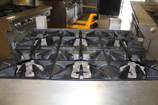 FANTASTIC! US Range Commercial Stainless Steel Natural Gas 6 Burner Range With Convection Oven On Commercial Casters. 36x38x40 - Image 3 of 6