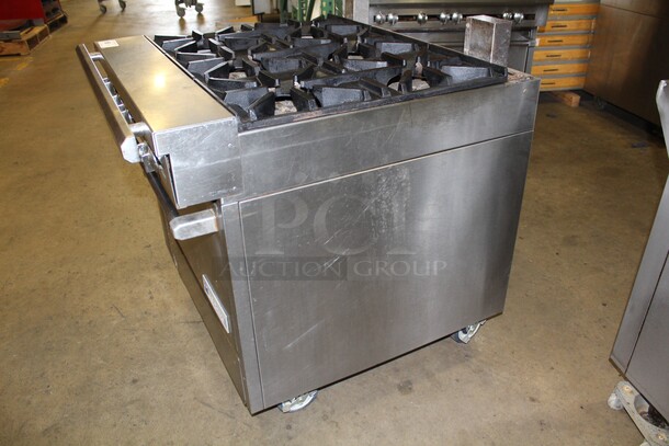 FANTASTIC! US Range Commercial Stainless Steel Natural Gas 6 Burner Range With Convection Oven On Commercial Casters. 36x38x40 - Image 6 of 6