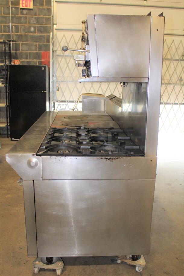 FABULOUS! Garland Commercial Stainless Steel Natural Gas 6 Burner Range With Double Ovens, Griddle And Salamander/Broiler/Cheese Melter. 85x38x67.5 - Image 8 of 11