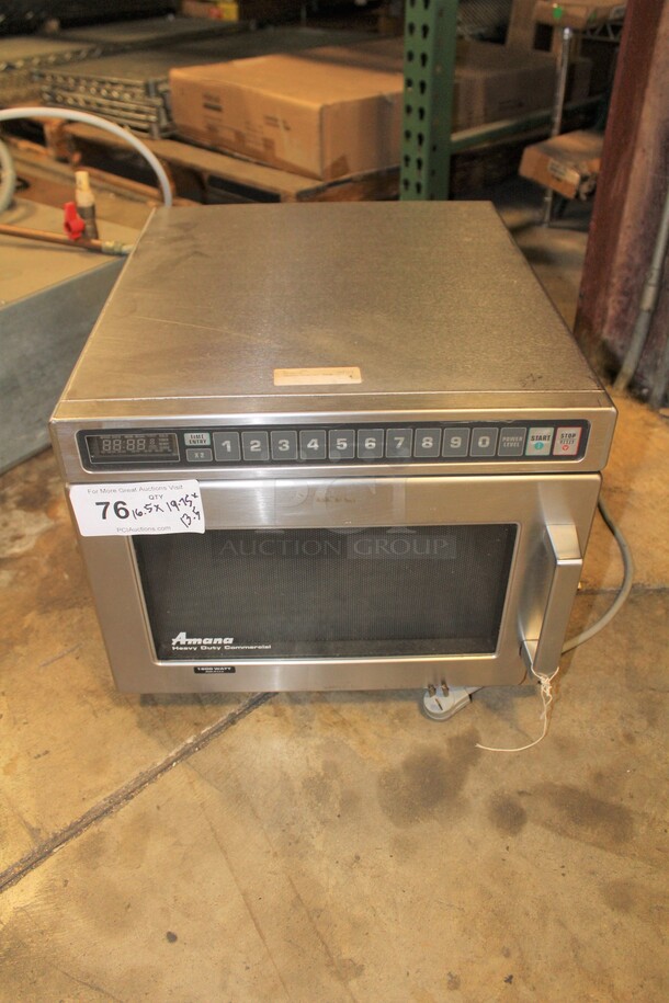 TERRIFIC! Amana Model HDC18 Commercial Stainless Steel Microwave Oven. 16.5x19.75x13.5. 208/230V/60Hz. Working When Pulled!