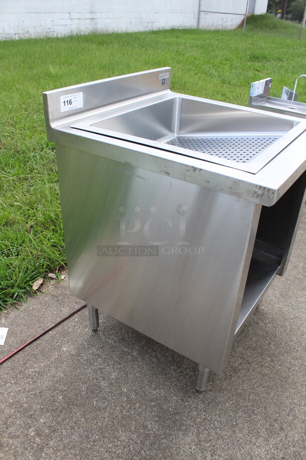 AWESOME! Atlanta Custom Fabricators Commercial Stainless Steel Freestanding Fried Food Dump Station With Under Storage. 28x30x40 - Image 6 of 7