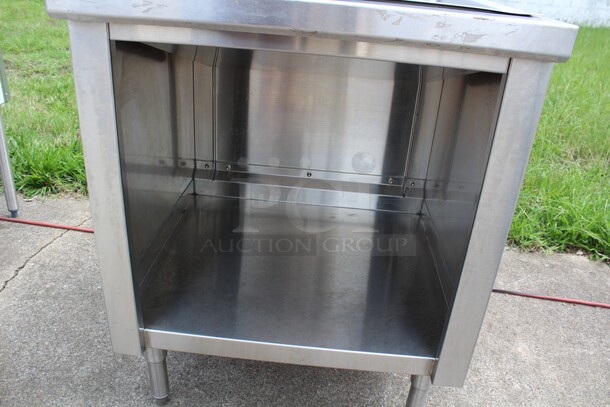 AWESOME! Atlanta Custom Fabricators Commercial Stainless Steel Freestanding Fried Food Dump Station With Under Storage. 28x30x40 - Image 7 of 7