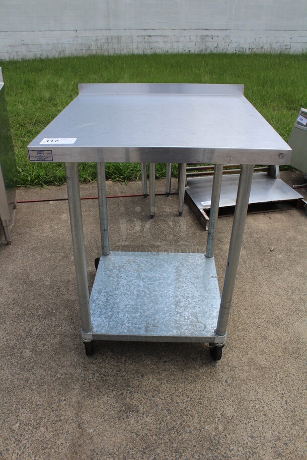 WOW! Duke Manufacturing   Commercial Stainless Steel Work Table With Galvanized Under Shelf On Commercial Casters. 28x30x41.5