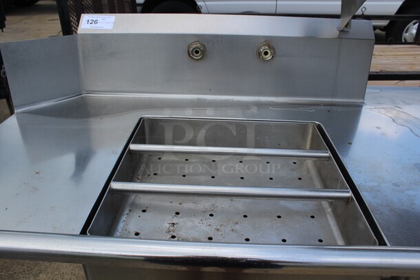 WOW! Commercial Stainless Steel Table With Sink And Drain Board Sink And Overhead Shelf. 81x36.5x59.25 - Image 2 of 7