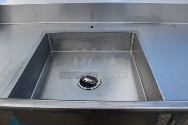 FANTASTIC! Eagle Model SDTR-84-16/3 Commercial Stainless Steel 16 Gauge Right Side Dirty Dish Table With Pre-rinse Sink, Scrap Hole Cutout  and Undershelf. 83.5x29.5x42.5 - Image 2 of 6