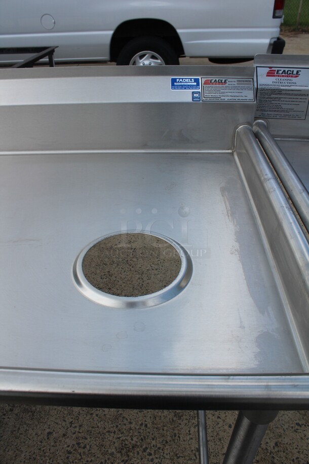 FANTASTIC! Eagle Model SDTR-84-16/3 Commercial Stainless Steel 16 Gauge Right Side Dirty Dish Table With Pre-rinse Sink, Scrap Hole Cutout  and Undershelf. 83.5x29.5x42.5 - Image 4 of 6