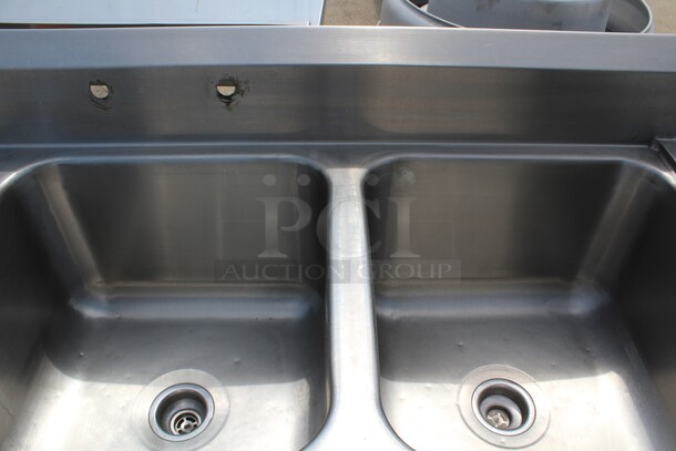 WOAH! Advance Tabco Commercial Stainless Steel 3 Compartment Sink With Double Drainboards. 114x26.5x41 - Image 3 of 8