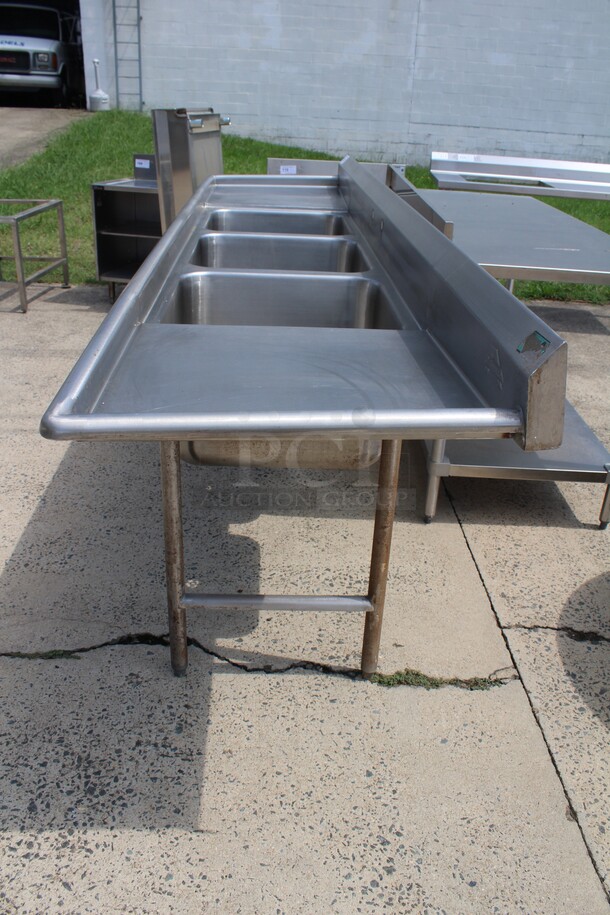 WOAH! Advance Tabco Commercial Stainless Steel 3 Compartment Sink With Double Drainboards. 114x26.5x41 - Image 5 of 8