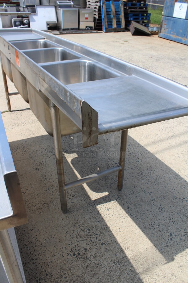 WOAH! Advance Tabco Commercial Stainless Steel 3 Compartment Sink With Double Drainboards. 114x26.5x41 - Image 8 of 8