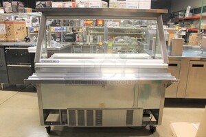 AWESOME! Beverage Air Model SPE60-24M-STL Commercial Stainless Steel Mega Top Sandwich/Salad Prep Refrigerator On Commercial Casters And Glass Top That Acts As Sneeze Guard When Open. 60x38.75x66.25 115V/60Hz. Working When Pulled! 
