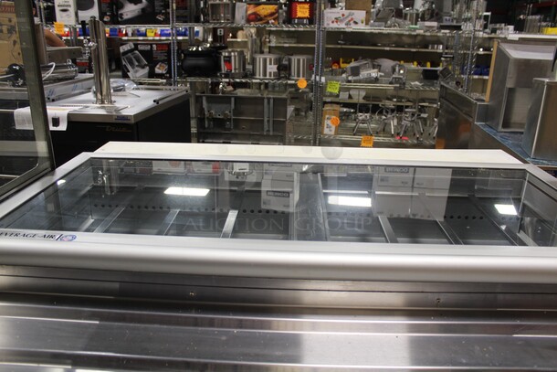 AWESOME! Beverage Air Model SPE60-24M-STL Commercial Stainless Steel Mega Top Sandwich/Salad Prep Refrigerator On Commercial Casters And Glass Top That Acts As Sneeze Guard When Open. 60x38.75x66.25 115V/60Hz. Working When Pulled!  - Image 3 of 12