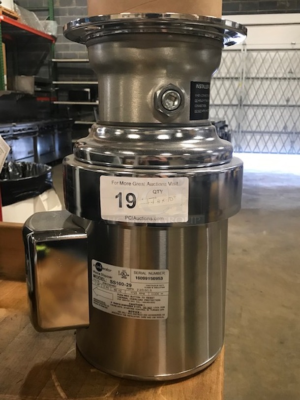 BRAND NEW IN BOX! Insinkerator Model SS100-29 Commercial Stainless Steel 1 HP Disposer. 13.25x13.25x17. 208/230/460V. 3 Phase.  - Image 4 of 4