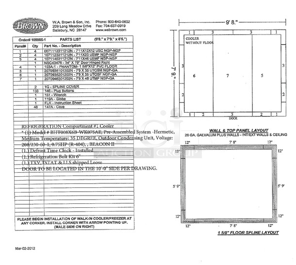 WOW! Brown Model BHT008X6B-WK075AE Commercial Walk In Cooler. 9'8x7'9'x8'5". Full Dimensions In Listing. - Image 5 of 5