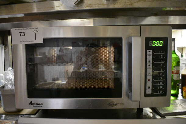 Amana Stainless Steel Commercial Countertop Microwave Oven. 20x15x12. Tested and Working!