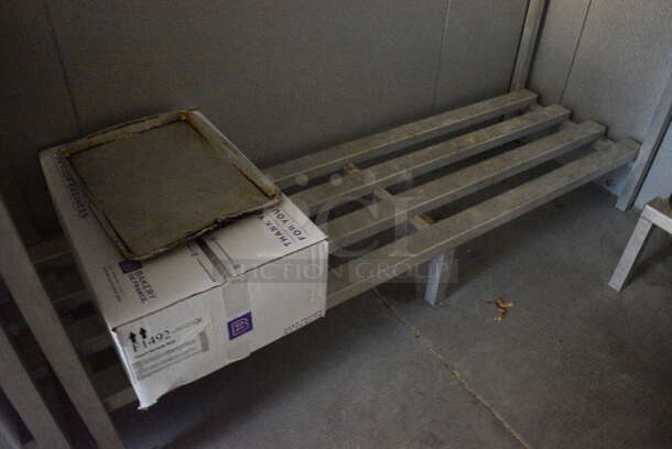 Metal 2 Tier Dunnage Style Shelving Unit. Does Not Include Contents. 72x24x64. BUYER MUST DISMANTLE. PCI CANNOT DISMANTLE FOR SHIPPING. PLEASE CONSIDER FREIGHT CHARGES. - Image 2 of 3