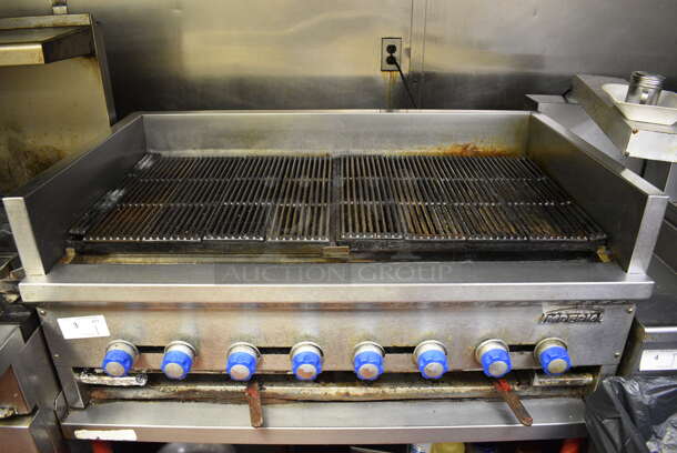 SWEET! Imperial Stainless Steel Commercial Countertop Propane Gas Powered Charbroiler on Stainless Steel Commercial Equipment Stand. Does Not Come w/ Contents. This Unit Will Be Professionally Uninstalled. 48x29x21, 48x31x27. Tested and Working! - Image 2 of 8