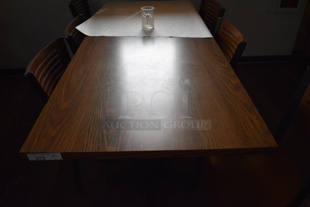 Wood Pattern Table on 2 Black Metal Table Base. 72x30x30 - Image 2 of 3