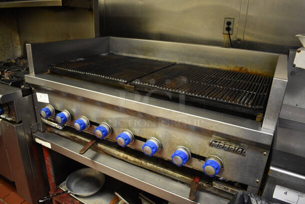 SWEET! Imperial Stainless Steel Commercial Countertop Propane Gas Powered Charbroiler on Stainless Steel Commercial Equipment Stand. Does Not Come w/ Contents. This Unit Will Be Professionally Uninstalled. 48x29x21, 48x31x27. Tested and Working! - Image 5 of 8