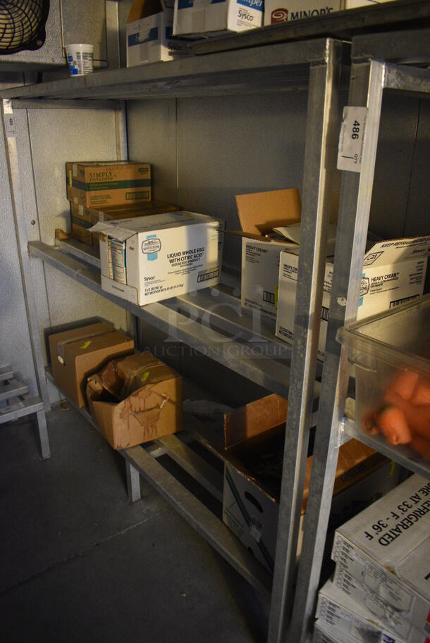 Metal 3 Tier Dunnage Style Shelving Unit. Does Not Include Contents. 72x24x64. BUYER MUST DISMANTLE. PCI CANNOT DISMANTLE FOR SHIPPING. PLEASE CONSIDER FREIGHT CHARGES. - Image 1 of 3