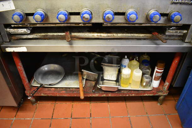 SWEET! Imperial Stainless Steel Commercial Countertop Propane Gas Powered Charbroiler on Stainless Steel Commercial Equipment Stand. Does Not Come w/ Contents. This Unit Will Be Professionally Uninstalled. 48x29x21, 48x31x27. Tested and Working! - Image 8 of 8